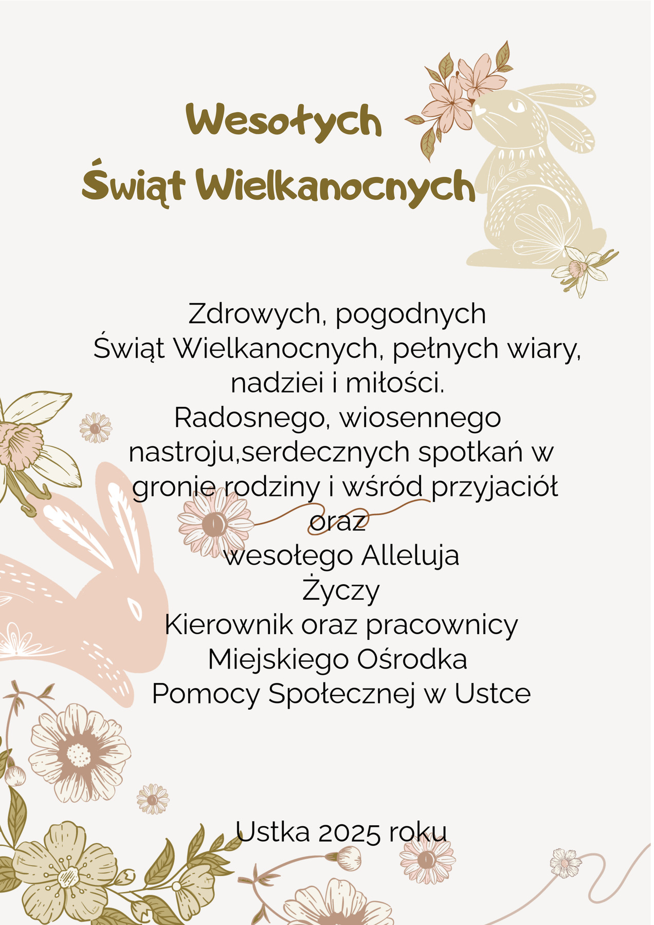 karta wielkanocna w tle dwa zajączki