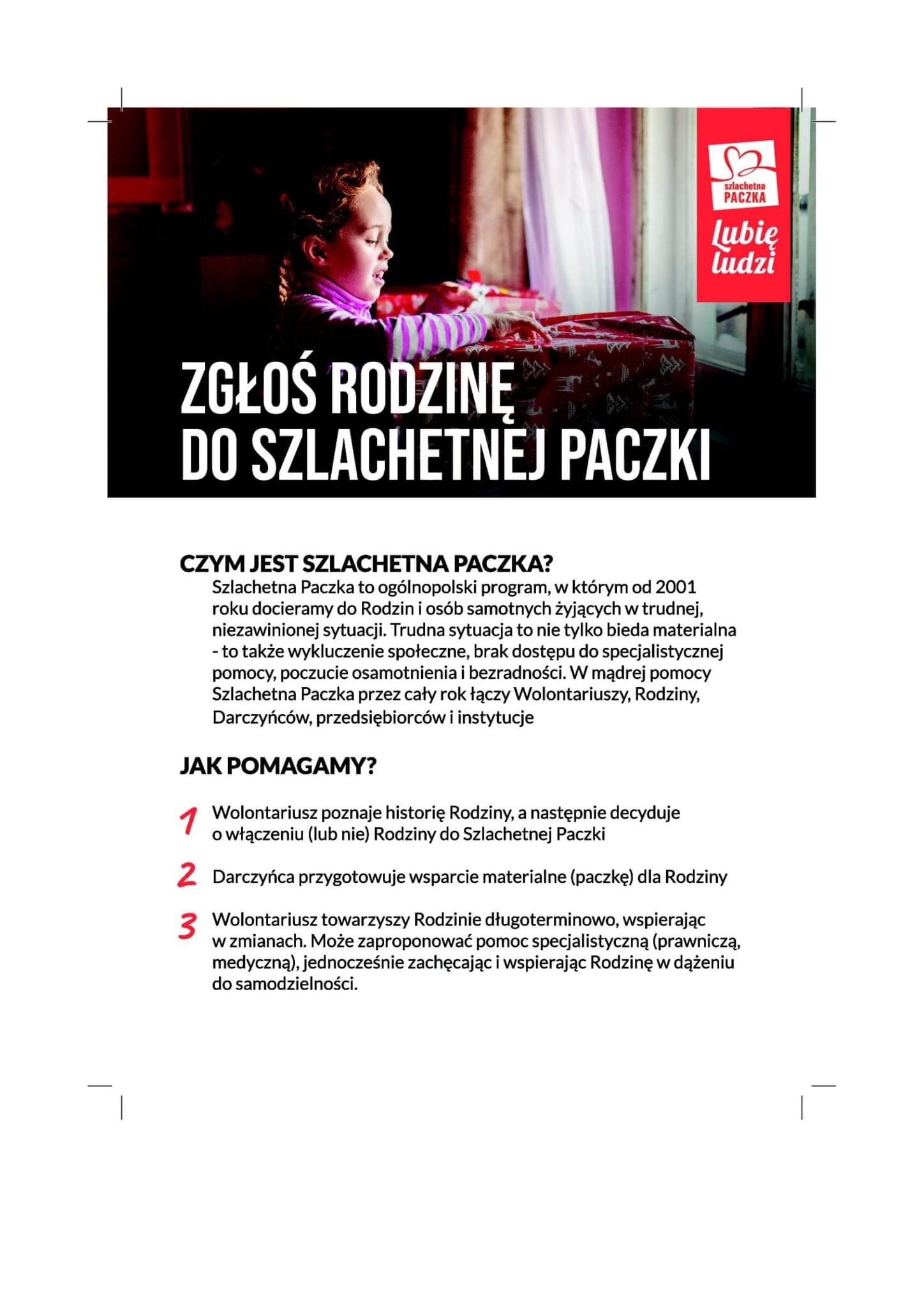 ulotka- zgłoszenie rodziny do szlachetnej paczki