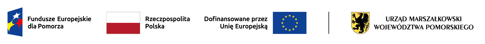 Logotypy Urzędu marszałkowskiego. Flaga Polski oraz logo fundusze europejskie