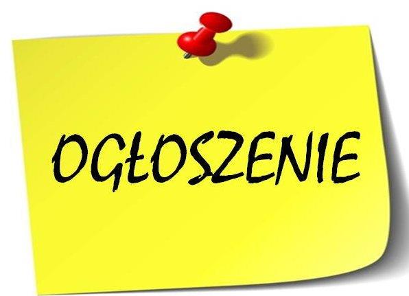 napis na żółtym tle - ogłoszenie